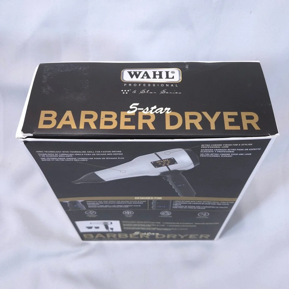 Wahl Professional 5-Star Barber Hair Dryer #5054 Silver 2 Speed 3 Heat New